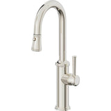 California Faucets - Pull-Down Prep/Bar Faucet with Button Sprayer - Polished Nickel Pvd