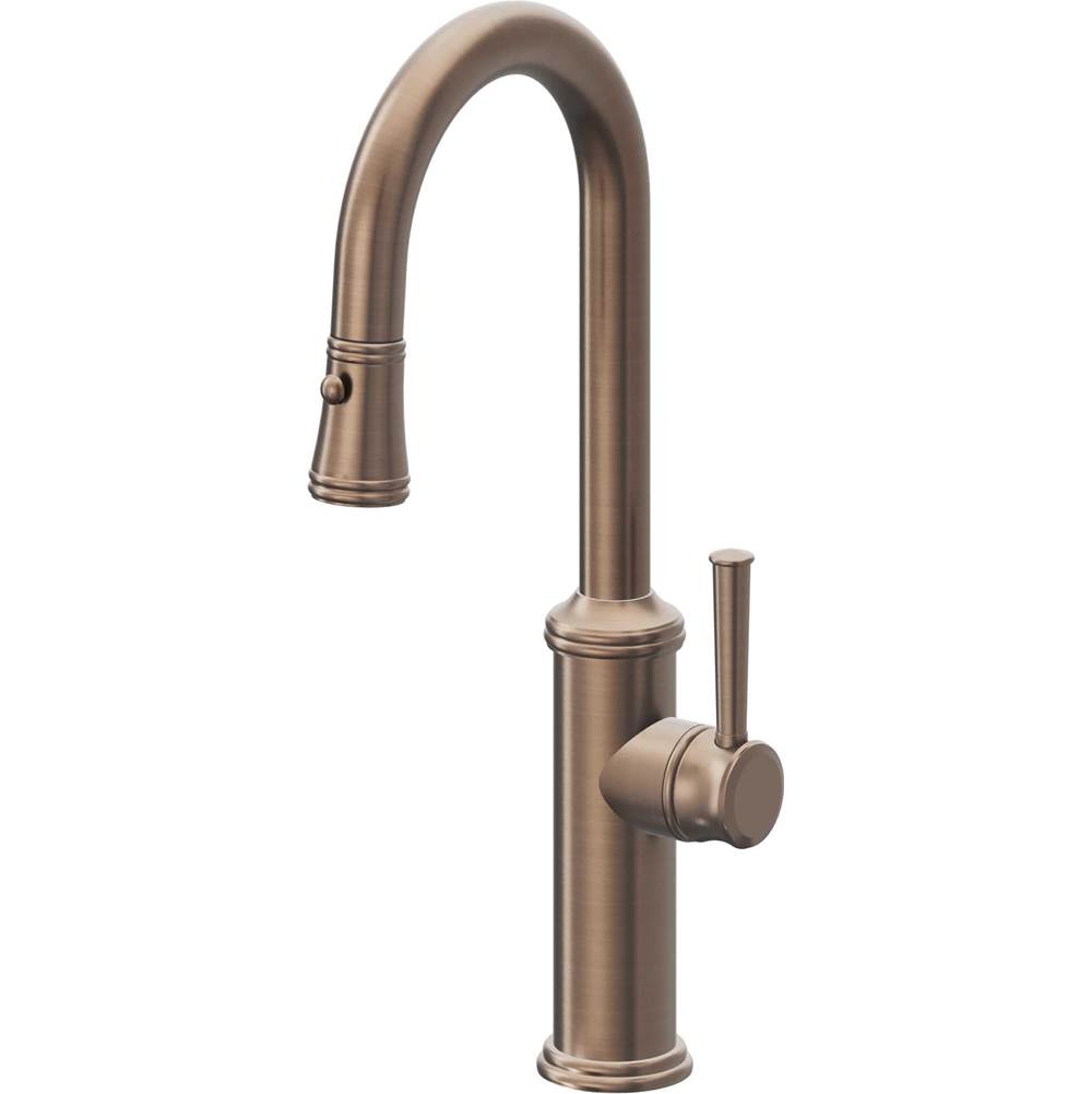 California Faucets - Pull-Down Prep/Bar Faucet with Button Sprayer - Satin Bronze Pvd