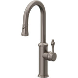 California Faucets - Pull-Down Prep/Bar Faucet with Button Sprayer - Graphite Pvd