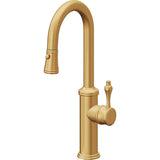 California Faucets - Pull-Down Prep/Bar Faucet with Button Sprayer - Lifetime Satin Gold Pvd