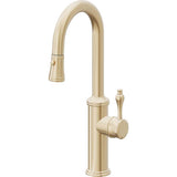 California Faucets - Pull-Down Prep/Bar Faucet with Button Sprayer - Satin Brass Pvd