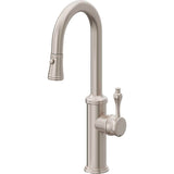 California Faucets - Pull-Down Prep/Bar Faucet with Button Sprayer - Gloss White
