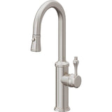 California Faucets - Pull-Down Prep/Bar Faucet with Button Sprayer - Ultra Stainless Steel Pvd