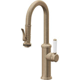 California Faucets - Pull-Down Prep/Bar Faucet with Squeeze Sprayer - Antique Brass Flat