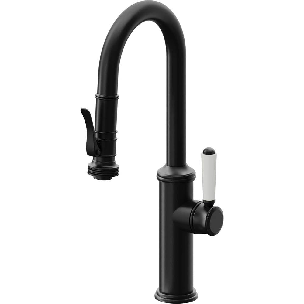 California Faucets - Pull-Down Prep/Bar Faucet with Squeeze Sprayer - Matte Black