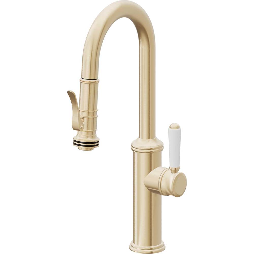 California Faucets - Pull-Down Prep/Bar Faucet with Squeeze Sprayer - Satin Brass Pvd