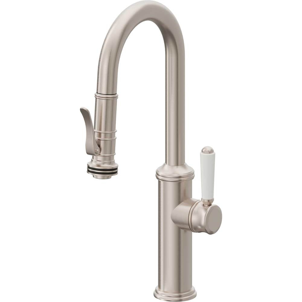 California Faucets - Pull-Down Prep/Bar Faucet with Squeeze Sprayer - Gloss White