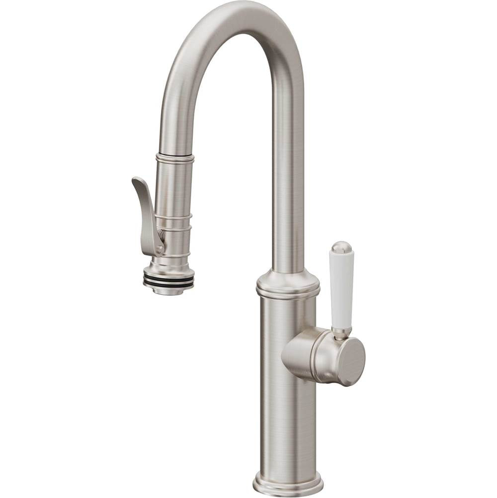 California Faucets - Pull-Down Prep/Bar Faucet with Squeeze Sprayer - Ultra Stainless Steel Pvd