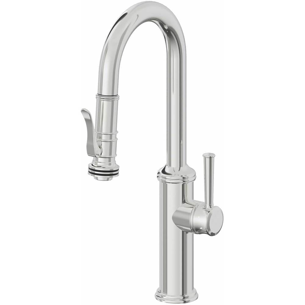California Faucets - Pull-Down Prep/Bar Faucet with Squeeze Sprayer - Polished Chrome