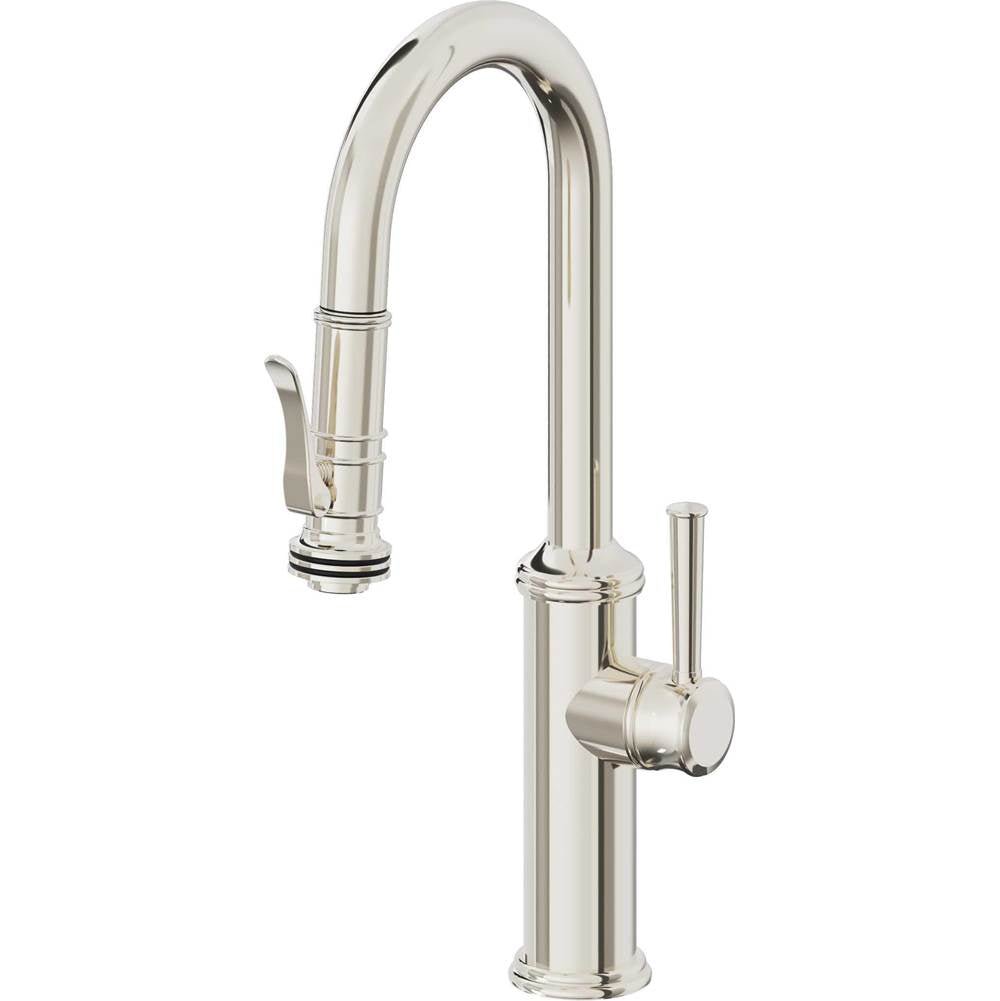California Faucets - Pull-Down Prep/Bar Faucet with Squeeze Sprayer - Polished Nickel Pvd