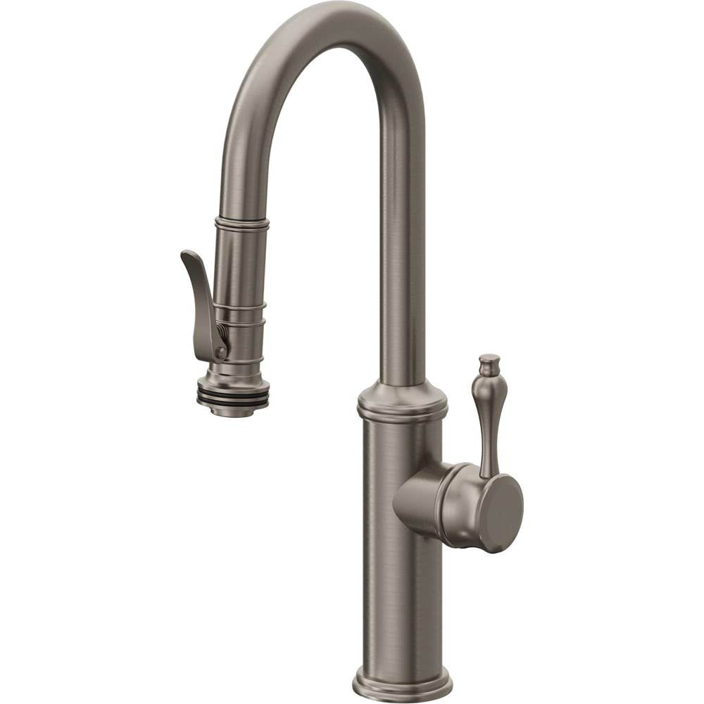 California Faucets - Pull-Down Prep/Bar Faucet with Squeeze Sprayer - Graphite Pvd