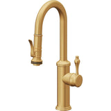 California Faucets - Pull-Down Prep/Bar Faucet with Squeeze Sprayer - Lifetime Satin Gold Pvd
