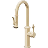California Faucets - Pull-Down Prep/Bar Faucet with Squeeze Sprayer - Satin Brass Pvd