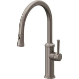 California Faucets - Pull-Down Kitchen Faucet with Button Sprayer  - Low Arc Spout - Graphite Pvd