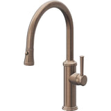 California Faucets - Pull-Down Kitchen Faucet with Button Sprayer  - Low Arc Spout - Satin Bronze Pvd