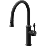 California Faucets - Pull-Down Kitchen Faucet with Button Sprayer  - Low Arc Spout - Matte Black