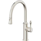 California Faucets - Pull-Down Kitchen Faucet with Button Sprayer  - Low Arc Spout - Polished Nickel Pvd