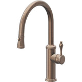 California Faucets - Pull-Down Kitchen Faucet with Button Sprayer  - Low Arc Spout - Satin Bronze Pvd
