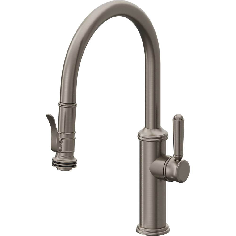 California Faucets - Pull-Down Kitchen Faucet with Squeeze Sprayer  - Low Arc Spout - Graphite Pvd