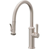 California Faucets - Pull-Down Kitchen Faucet with Squeeze Sprayer  - Low Arc Spout - Gloss White