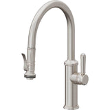 California Faucets - Pull-Down Kitchen Faucet with Squeeze Sprayer  - Low Arc Spout - Ultra Stainless Steel Pvd