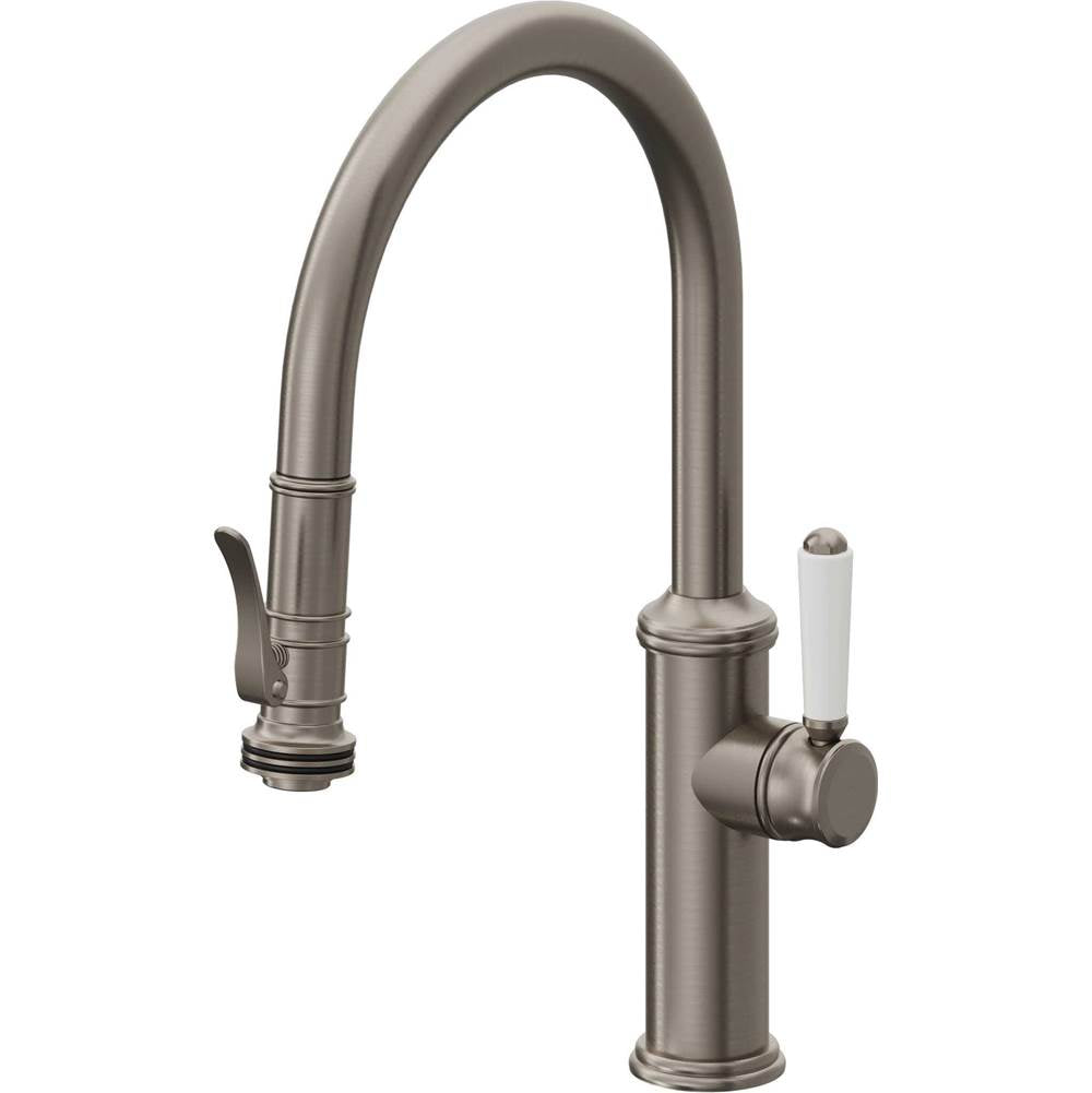 California Faucets - Pull-Down Kitchen Faucet with Squeeze Sprayer  - Low Arc Spout - Graphite Pvd