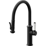 California Faucets - Pull-Down Kitchen Faucet with Squeeze Sprayer  - Low Arc Spout - Matte Black