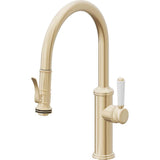 California Faucets - Pull-Down Kitchen Faucet with Squeeze Sprayer  - Low Arc Spout - Satin Brass Pvd