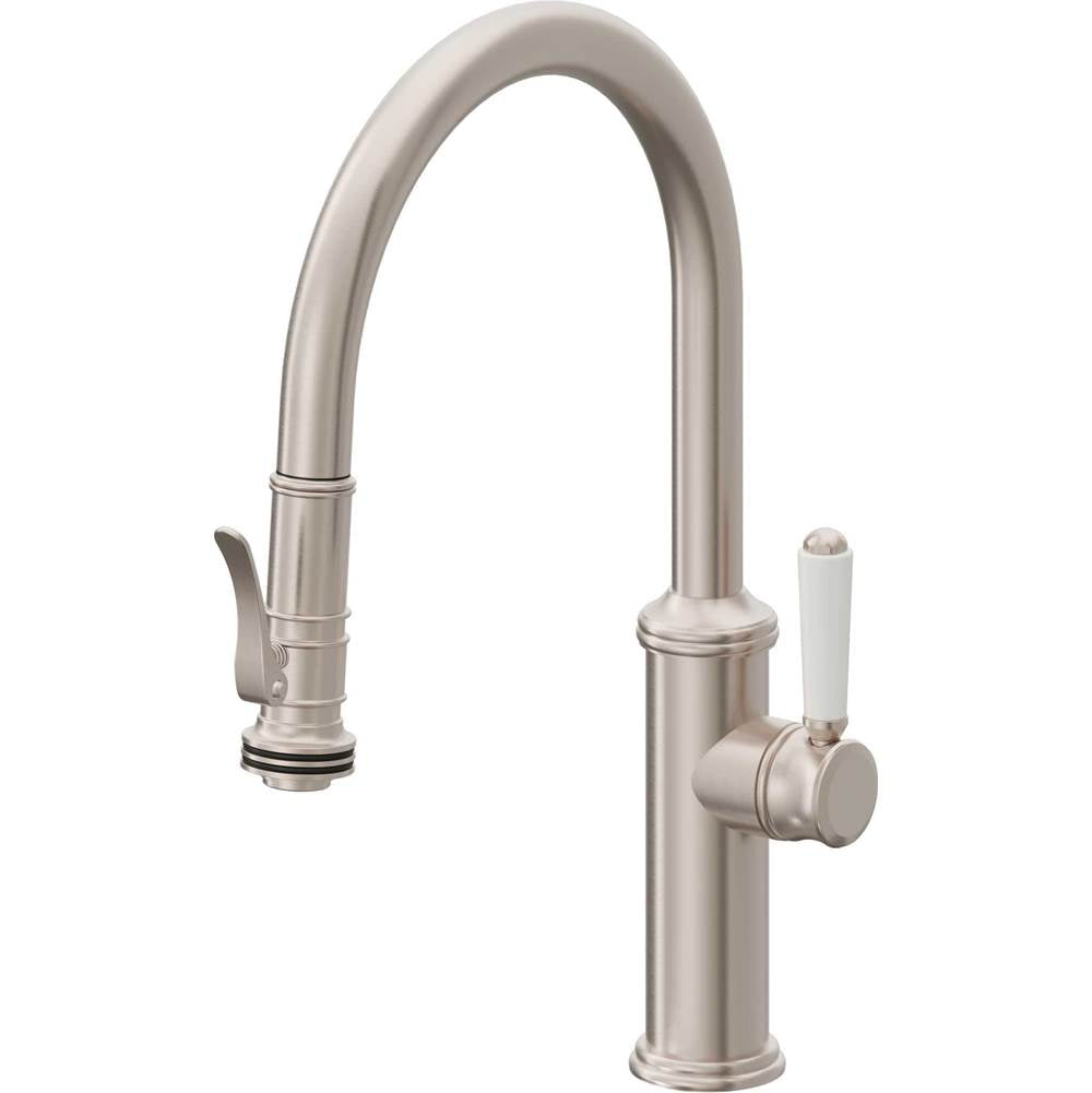 California Faucets - Pull-Down Kitchen Faucet with Squeeze Sprayer  - Low Arc Spout - Gloss White