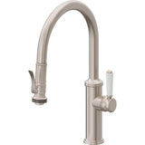 California Faucets - Pull-Down Kitchen Faucet with Squeeze Sprayer  - Low Arc Spout - Gloss White