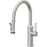 California Faucets - Pull-Down Kitchen Faucet with Squeeze Sprayer  - Low Arc Spout - Ultra Stainless Steel Pvd