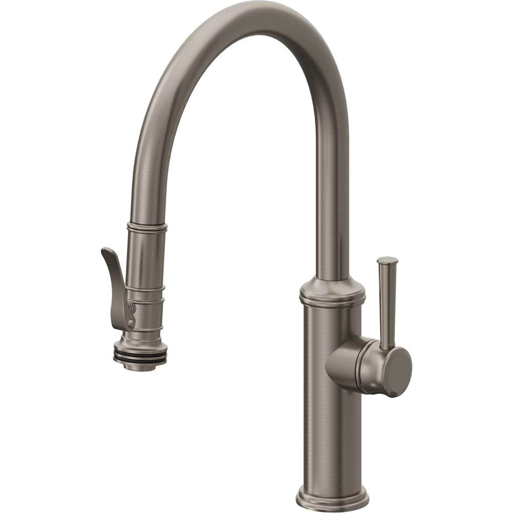 California Faucets - Pull-Down Kitchen Faucet with Squeeze Sprayer  - Low Arc Spout - Graphite Pvd