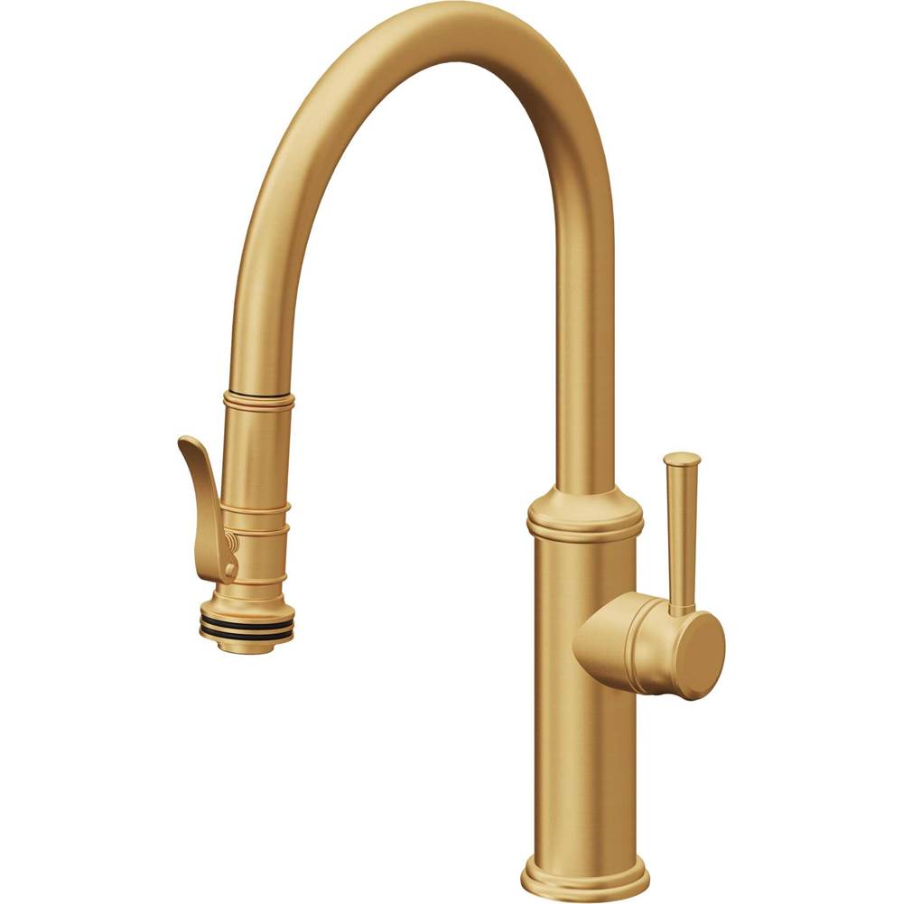California Faucets - Pull-Down Kitchen Faucet with Squeeze Sprayer  - Low Arc Spout - Lifetime Satin Gold Pvd