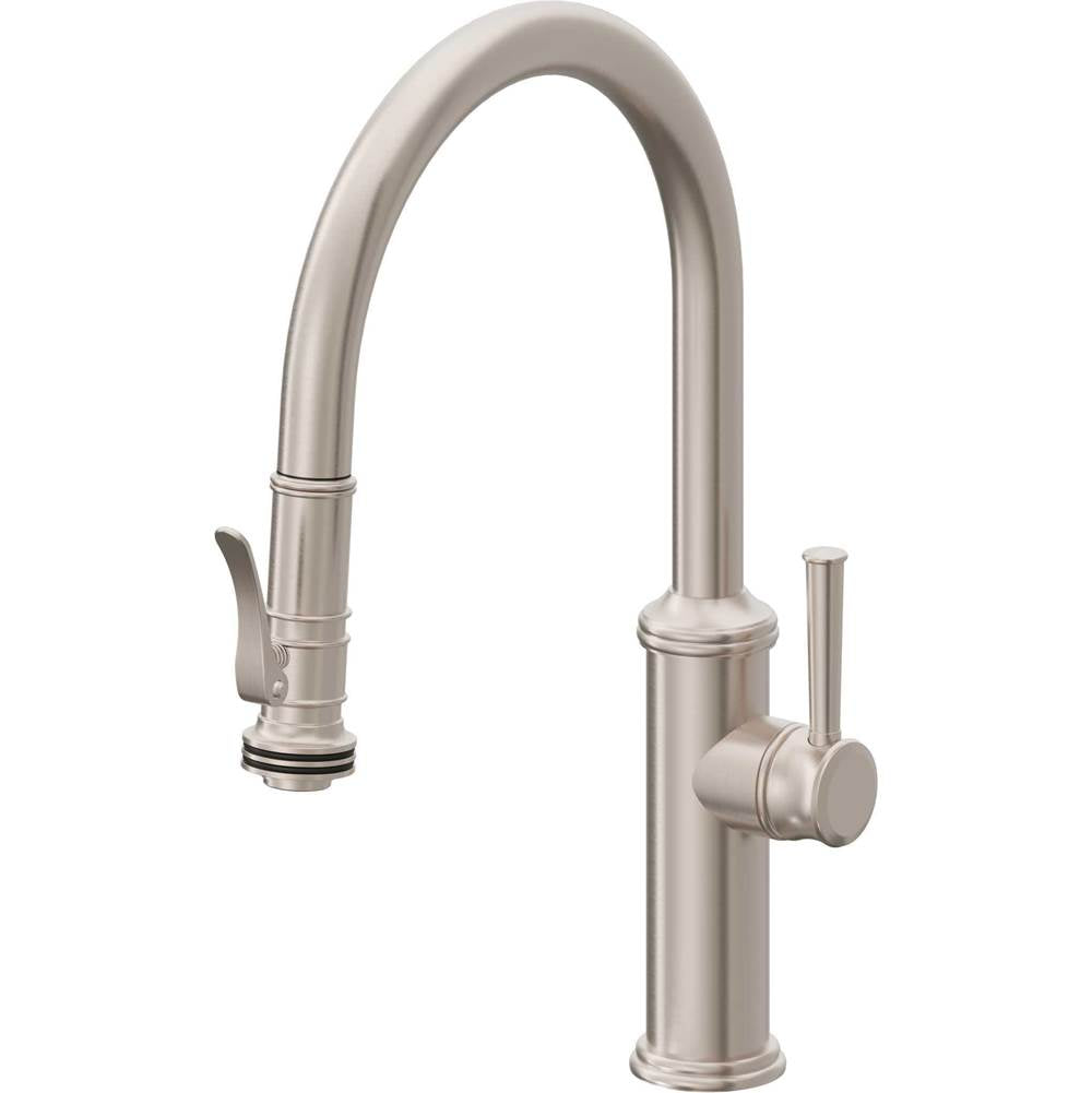 California Faucets - Pull-Down Kitchen Faucet with Squeeze Sprayer  - Low Arc Spout - Gloss White