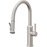 California Faucets - Pull-Down Kitchen Faucet with Squeeze Sprayer  - Low Arc Spout - Ultra Stainless Steel Pvd