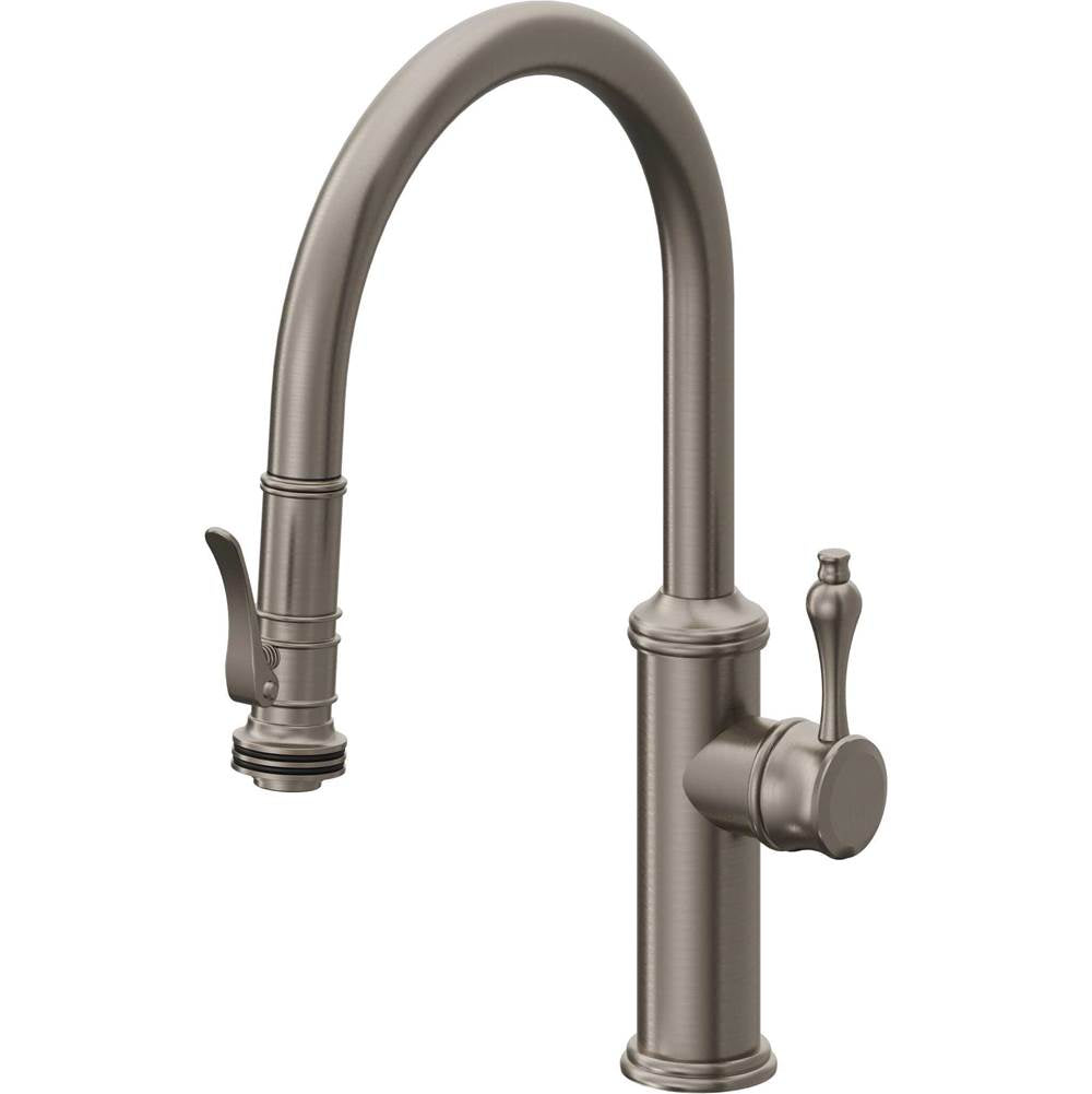California Faucets - Pull-Down Kitchen Faucet with Squeeze Sprayer  - Low Arc Spout - Graphite Pvd