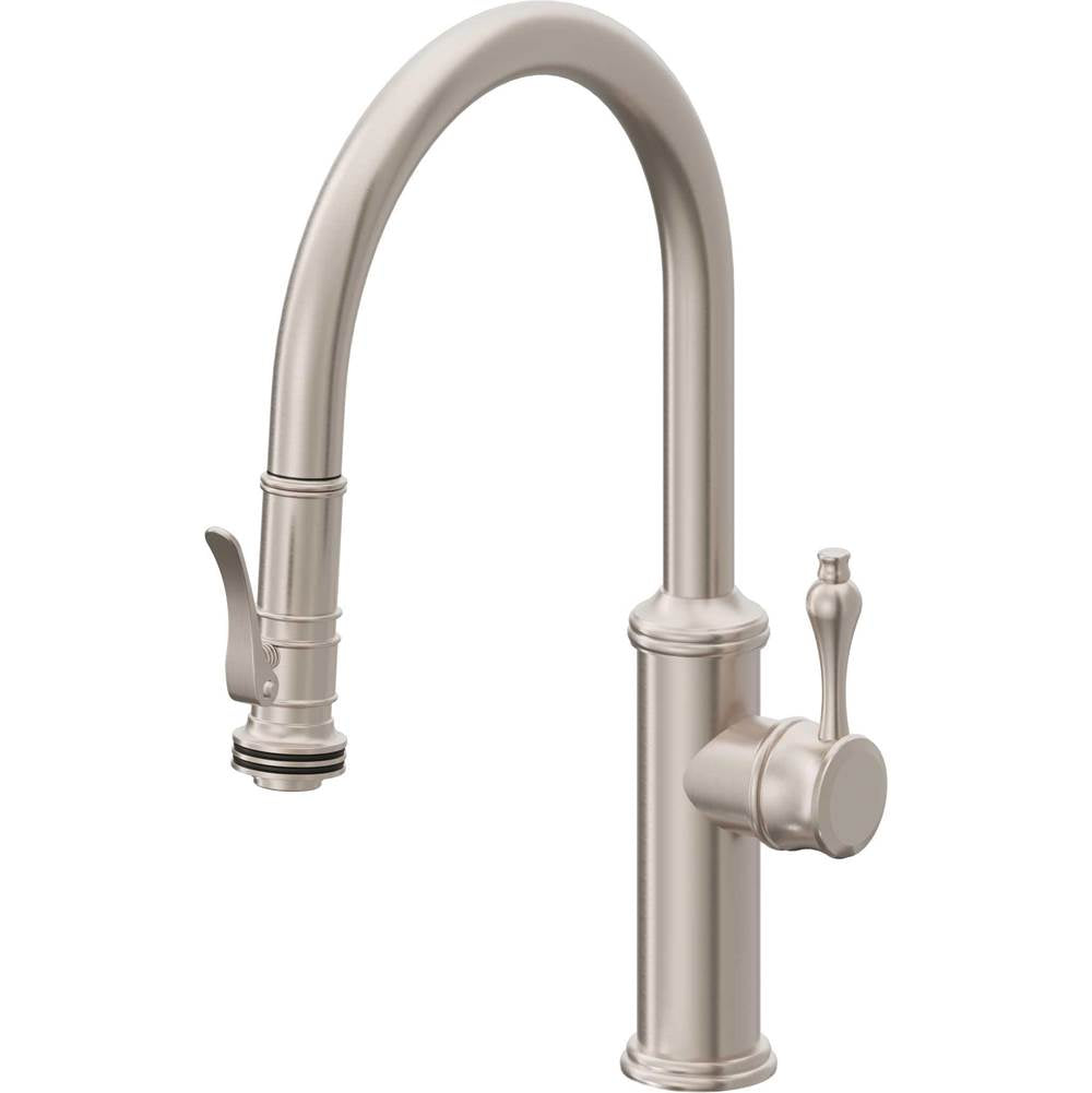 California Faucets - Pull-Down Kitchen Faucet with Squeeze Sprayer  - Low Arc Spout - Gloss White