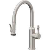 California Faucets - Pull-Down Kitchen Faucet with Squeeze Sprayer  - Low Arc Spout - Ultra Stainless Steel Pvd