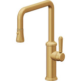 California Faucets - Pull-Down Kitchen Faucet with Button Sprayer  - Quad Spout - Lifetime Satin Gold Pvd