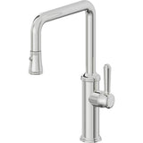 California Faucets - Pull-Down Kitchen Faucet with Button Sprayer  - Quad Spout - Polished Chrome