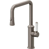 California Faucets - Pull-Down Kitchen Faucet with Button Sprayer  - Quad Spout - Graphite Pvd
