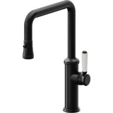 California Faucets - Pull-Down Kitchen Faucet with Button Sprayer  - Quad Spout - Matte Black