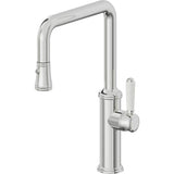 California Faucets - Pull-Down Kitchen Faucet with Button Sprayer  - Quad Spout - Polished Chrome