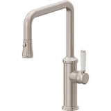 California Faucets - Pull-Down Kitchen Faucet with Button Sprayer  - Quad Spout - Gloss White