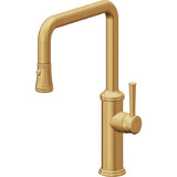 California Faucets - Pull-Down Kitchen Faucet with Button Sprayer  - Quad Spout - Lifetime Satin Gold Pvd
