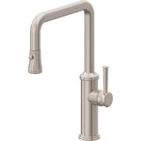 California Faucets - Pull-Down Kitchen Faucet with Button Sprayer  - Quad Spout - Gloss White