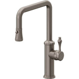 California Faucets - Pull-Down Kitchen Faucet with Button Sprayer  - Quad Spout - Graphite Pvd