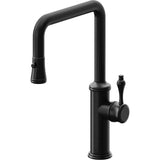 California Faucets - Pull-Down Kitchen Faucet with Button Sprayer  - Quad Spout - Matte Black