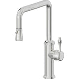 California Faucets - Pull-Down Kitchen Faucet with Button Sprayer  - Quad Spout - Polished Chrome