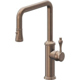 California Faucets - Pull-Down Kitchen Faucet with Button Sprayer  - Quad Spout - Satin Bronze Pvd